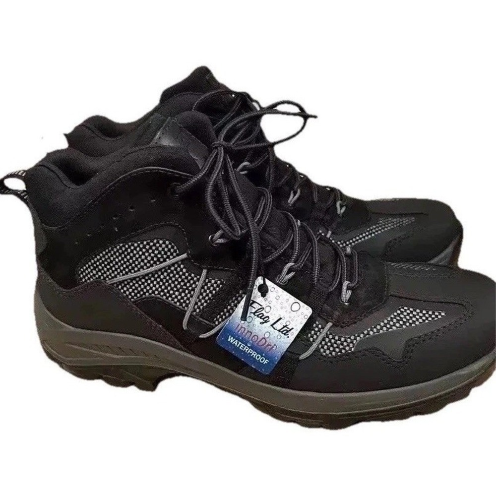 New Men's Leather Vibram Boots 8 Textile Black Waterproof Flag Ltd